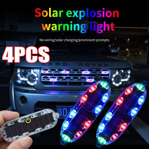 【Pphha】4Pcs Solar Warning Flashing Light Car Rear Collision Prevention Colorful Signal Light Electric Vehicle LED Tail Light Motorcycle Accessories