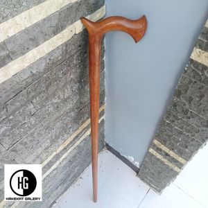 tongkat jalan kayu kelor emas motif cula h443