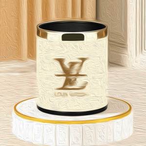 Double Layer Kitchen Trash Can Large Capacity Creative Nordic Style Home Use Leather Material round Shape Bin Family Cleaning Tool