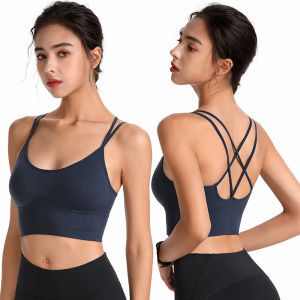 Sports Bra JIAMEYXON Full Cup Sweat Absorbent Breathable Beautiful Back Cross Strap Yoga Running Fitness Student Sports Underwear