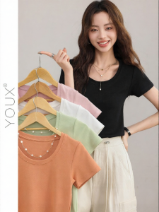YOUXIANG | Áo Thun Tay Ngắn Nhiều Màu Có Thể Phối