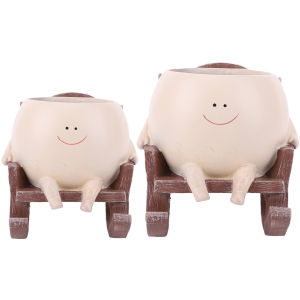 【New Arrival】 Smiling Face Flower Pot Resin Hanging Hammock Planter Creative Hanging Swing Chair Planter for Indoor Outdoor Plant
