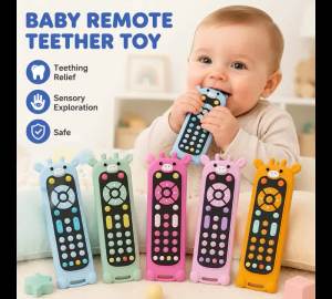 Silicone Remote Control Teething Toy Interactive Toy for Instant Teething Relief Babies & Toddlers Baby Toys for 1 2 3 Year Old