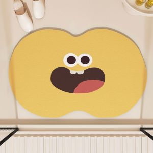 VIKAMA Cartoon Dessert Bread Irregular Bath Mat Non-Slip Super Absorbent Washable Floor Mat for Bathroom Entryway Home Decor