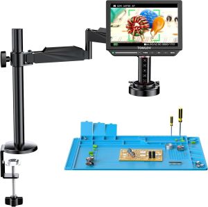 TOMLOV | TOMLOV 8" Digital Microscope 4K Autofocus 2000X TM4K-AF Flex Arm HDMI Electronics Microscopes For PCB Soldering Phone Repairing
