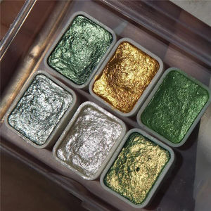 6 colors of handmade metal solid watercolor pigments Mermaids blue green purple series suitable for painting school art