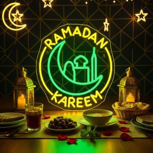 Ramadan Kareem Neon Sign 2026 Ramadan Decorations LED Ramadan Mubarak Lights USB Powered Islamic Wall Decor Muslim Holiday Gift