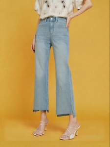 SUSHE | Classic Denim High Elastic Combed Cotton Seven Tenths Flared Straight Jeans