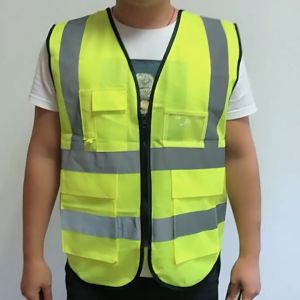 Thejoyful เสื้อกั๊กจราจร เสื้อกั๊กสะท้อนแสง เสื้อจราจร Reflective Vest เสื้อกั๊กทำงาน มีกระเป๋าและซิป 4 ช่อง ใส่สบาย ทำงานสะดวก มีหลายสี
