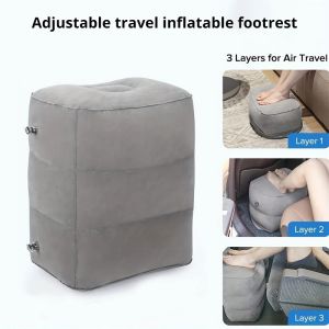 Inflatable Footrest Pillow Portable Foot Pad 3 Layer Height For Airplane Travel Essentials Great for Office Home Trains Cars