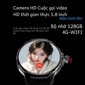 Đồng Hồ Thông Minh GT100 4G Android Với 180 °   Camera Xoay 360 Độ RAM 8GB ROM 128GB Gọi Video Theo Dõi Sức Khỏe Máy Đo Nhịp Tim 4G WiFi