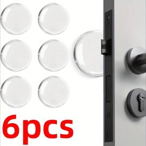 6pcs Door Knob Wall Shield Clear Soft Silicone Handle Bumper Mute Stickers Protector Muffler Pad Protective Plug