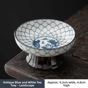 MOLORE | Retro Blue and White Porcelain High Foot Fruit Plate