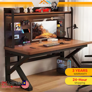 CONOCO Solid Wood Gaming Computer Desk  Integrated Desktop Computer Table Study Desk Bookshelf Hole Board Writing Table for Primary And Secondary School Students Home Use