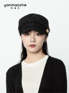 Elegant Beret Hat for Women Wide Brim Stylish Small Head Size Big Head Circumference Autumn New Style Fashionable Street Style