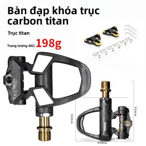 KINAN Vàng Hợp Kim Titan Bàn Đạp Xe Đạp 198G Thân Sợi Carbon Tự Khóa Đường Phụ Kiện Xe Đạp Với Dụng Cụ 94x69MM