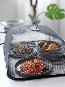 30CM Stainless Steel Dish Cover Anti-flying Table Food Cover Metal Food Cover Iron Dish Cover