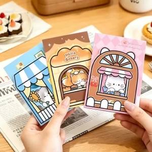 Adorable Cat Window Sticky Notes High Aesthetic N Times Removable Memo Pads Tearable Adhesive Paper for Student Use