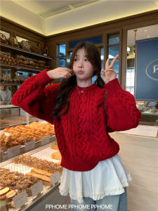 Pphome High Quality Chunky Knit Spiral Sweater Loose round Neck Eight Pattern Womens Fashion Commute Style Autumn Winter Wear