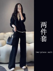 Fall New Style Womens Slimming Elegant Professional Two-Piece Set Small Fragrance Style Commute Korean round Neck Long Sleeve