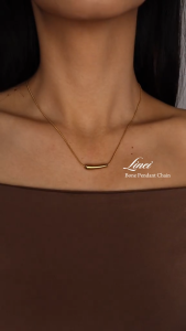 HB Jewelry LINEI Bone Pendant Chain Necklace for Women Non Tarnish Hypoallergenic Non Fading Elegant Minimalist Everyday Wear Fashion Jewelry Lightweight Necklace