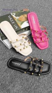 Makanny Shop - Sheril Teplek Kasual Anti Licin Sandal Wanita Model Slip-On Variasi Piramid Anti Licin