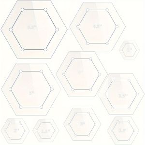 10Pcs Hexagon Quilting Template Set Multipurpose Sewing DIY Quilting Sewing Crafts Tool for Professional Quilters & Hobbyists