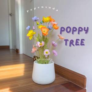 ต้นป๊อปปี้ 💕เสมือนจริงพร้อมกระถางมินิมอล(พร้อมส่ง) สูง 60 70ซม. ต้นไม้เสมือมจริง ต้นไม้มงคล ตกแต่งบ้าน