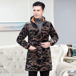 Áo Khoác Cotton Dày Dặn Mùa Đông Cho Nam Áo Khoác Ngoài Bằng Cotton Có Lót Lông Cừu Dài Vừa Phải Áo Khoác Cotton Cho Người Trung Niên Và Người Cao Tuổi