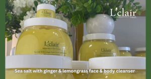 Lclair Sea Salt (1 x 625g) + Ginger & Lemongrass Body Oil (1 x 55ml) + Scalp Treatment Shampoo (1 x 525ml) + Ginger & Lemongrass Body Cream (1 x 155g)  [Free Sea Salt 1 x 155g]