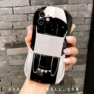 Korean Style Super Sports Car Body Soft Silicone Phone Case with Airbag Arc Handle Anti-Fall Protection for Apple iPhone