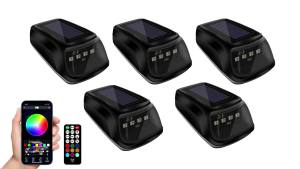 5PCS RGB LED Solar Powered Truck Marker Lights with Vibration Sensor No Drill Installation App Remote Control Multi-Mode for Cab