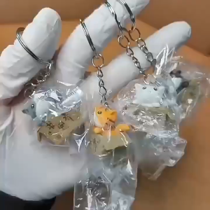 Cute cat resin simulation cat keychain pendant jewelry accessories PVC keychain