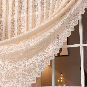 French Vintage Lace Curtain Sheer Window Treatment Living Room Bedroom Decor Light Blocking Plant Floral Polyester Fiber