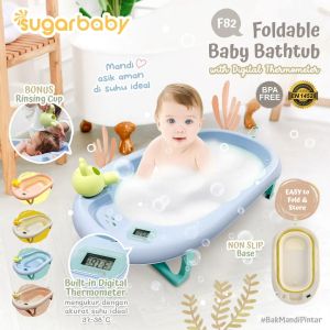 Sugar baby Foldable Baby Bathtub with Digital Thermometer F82/ Sugar Baby Bathtub/Bak Mandi lipat Anak/Bak Mandi Bayi/Perlengkapan Mandi Anak