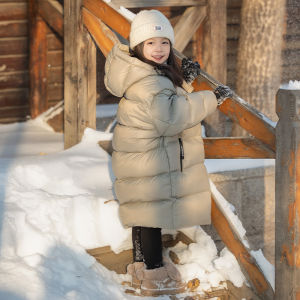 Ultra-Thick Goose down Jacket for Kids Long Winter Coat Extreme Cold Resistant Boys Girls Childrens Puffer Outerwear
