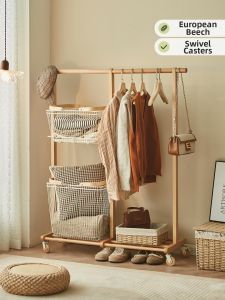 Moveable Clothes Hanger with Laundry Basket