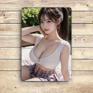 CIFbuy | Vigeiron Vintage Metal Wall Art Retro Lady Sign for Home Bar Decor