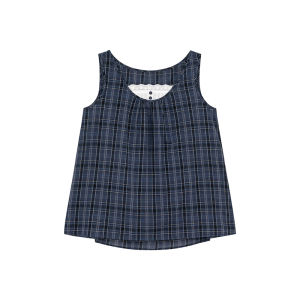 Vintage Contrast Stitched & Checkered Sleeveless Top