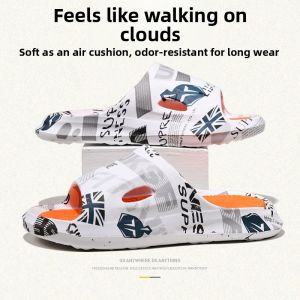 Mens Summer Outdoor Casual Slip-On Slippers Anti-Slip Trendy Large Size 46 Flat Sandals Breathable Split Color Korean Style