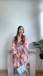 [Basica Moda] 1884 Gaun Dress Mini Wanita Willowna Lengan Balon Twistcone Import