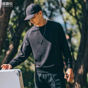 Áo Nỉ Nam Enjeolon Heavyweight Embroidered Casual Long Sleeve round Neck Spring Autumn Winter Basic Popular Polyester Spandex