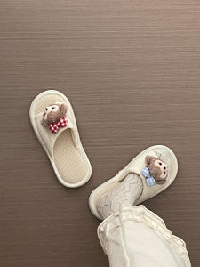 รองเท้าแตะผ้าลินินฤดูร้อนสำหรับผู้หญิงในบ้าน รองเท้าแตะพื้นนุ่มกันลื่น สไตล์ญี่ปุ่น สวมใส่สบาย ผลิตจากผ้าฝ้ายและผ้าลินิน