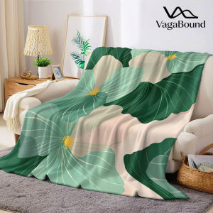 Chăn Mềm Mại Màu Xanh Lá Cây Hibiscus Flannel Ấm Áp Ấm Cúng Trang Trí Mọi Mùa Chăn Trang Trí Ghế Sofa Chủ Đề Halloween Giáng Sinh 100% Polyester