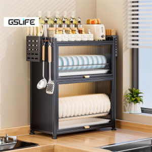 GSlife🔥🔥Metal Kitchen Dish Rack Storage Cabinet Multi-functional Kitchen Organizer With Drainer Plate Rack