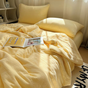 Double-Layer Yarn Summer Quilt Ice Silk Summer Blanket Non-Cotton All Cotton Machine Washable Airable Cover Summer Thin Duvet Dormitory Single