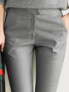 กางเกงสูทสีเทา ทรงตรง ทรงหลวม ทรงบาง กางเกงขายาวลำลองสำหรับผู้หญิง กางเกงขายาวทรงสูทสำหรับผู้หญิง ทรงลำลอง ทรงสูท