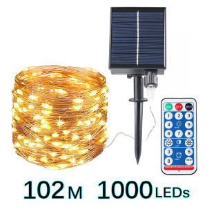 1000LEDs Remote LED Solar String Fairy Lights Outdoor Path Garland Lamps Patio Waterproof Christmas Wedding Garden Street Decor