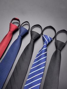 JIFANPAUL | Easy-to-wear Tie with Zipper Black Striped