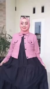 Setelan Jaket dan Maxi Skirt Lengan Panjang Crinkle Airflow - Trendi